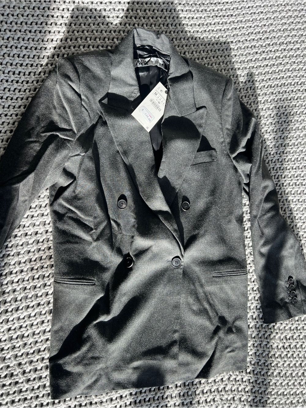 Double-Breasted Black Zara Women's Blazer Jacket